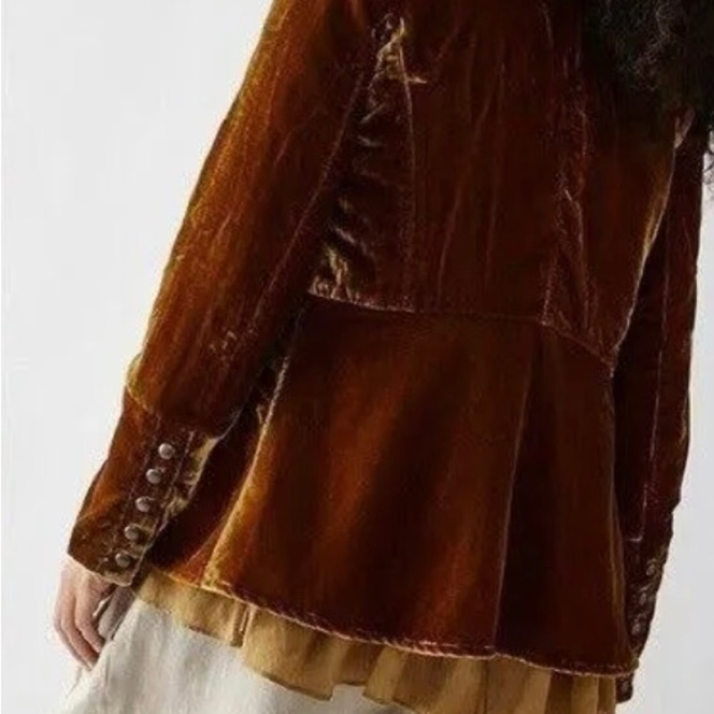 Free People Faye Velvet Jacket Tobacco - Picture 8 of 8